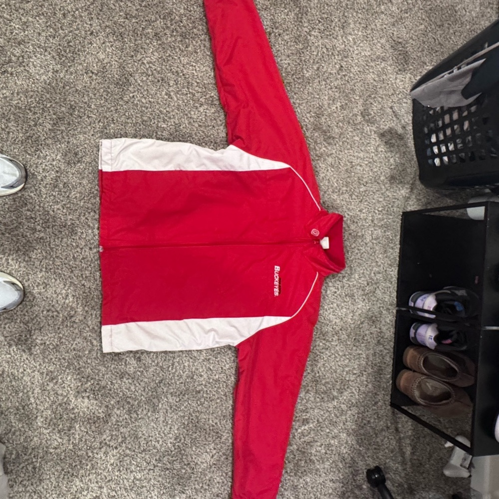 Red and White Windbreaker Jacket